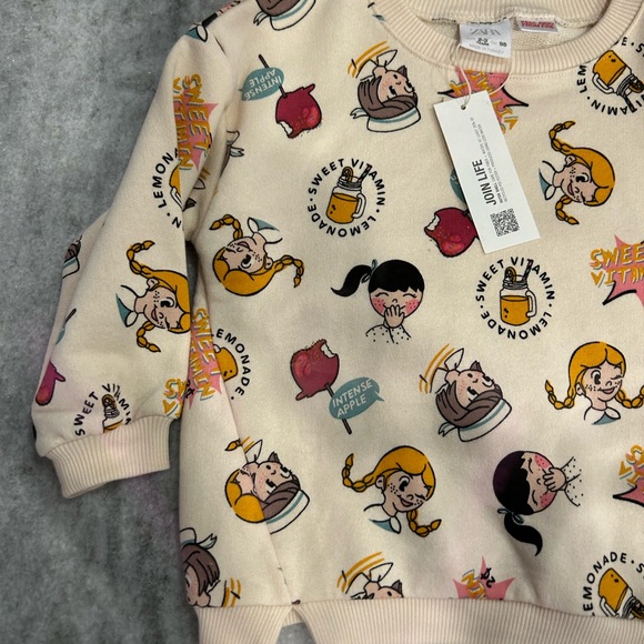 Zara Girls Sweet Vitamin Apple Lemonade Sweatshirt Size 2-3Y - Picture 2 of 6